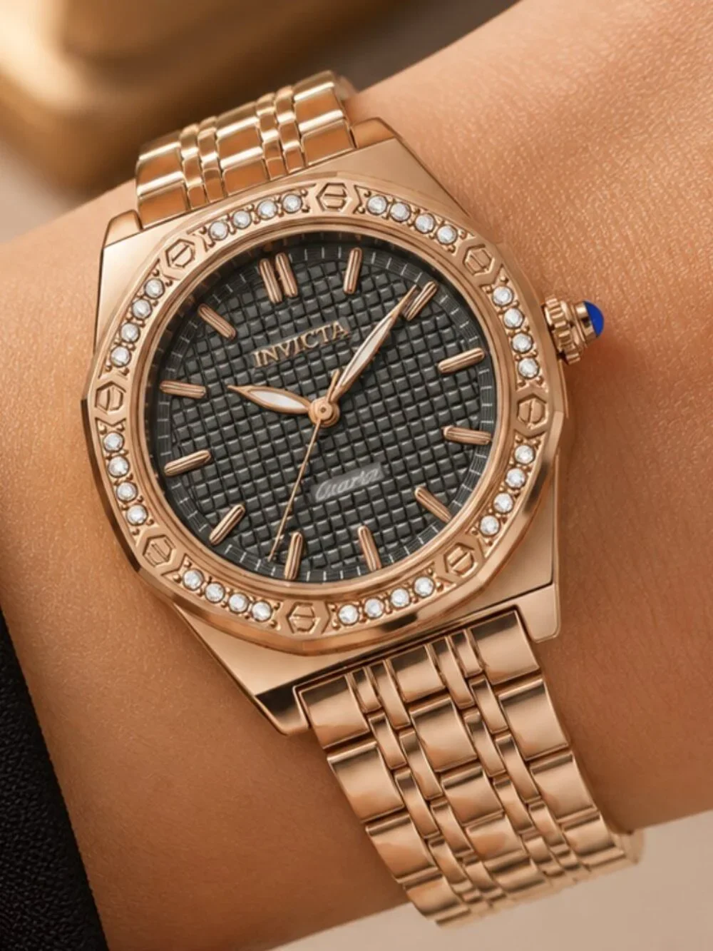 Invicta Wildflower 69371 Women’s 33mm Rose Gold Black Dial Watch NIB